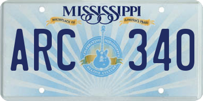 MS license plate ARC340