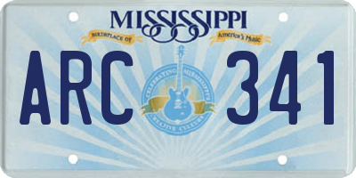 MS license plate ARC341