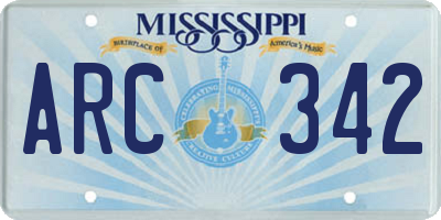 MS license plate ARC342