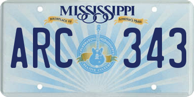 MS license plate ARC343