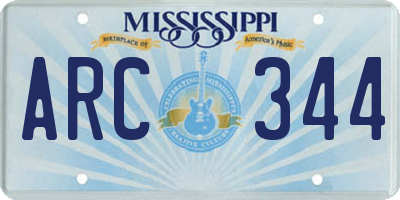 MS license plate ARC344