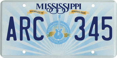 MS license plate ARC345