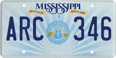 MS license plate ARC346