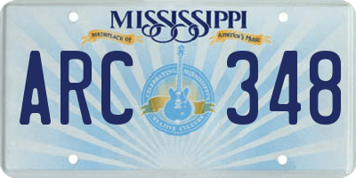 MS license plate ARC348