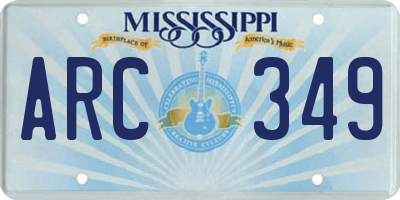 MS license plate ARC349
