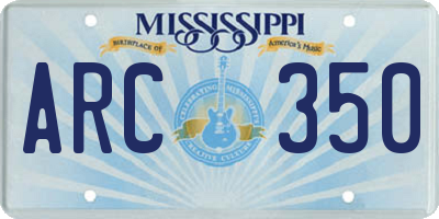 MS license plate ARC350