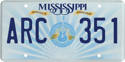 MS license plate ARC351