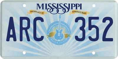MS license plate ARC352