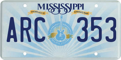 MS license plate ARC353