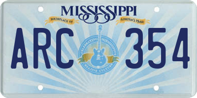 MS license plate ARC354