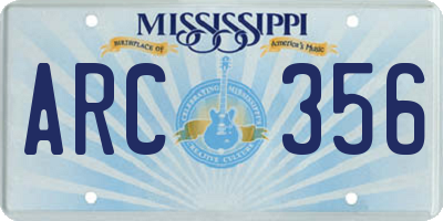 MS license plate ARC356