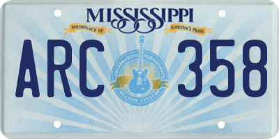 MS license plate ARC358