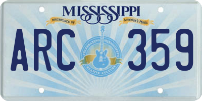 MS license plate ARC359