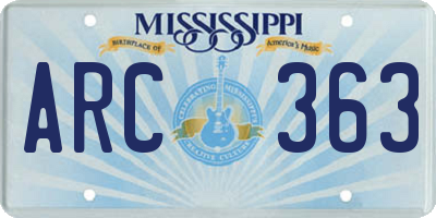 MS license plate ARC363