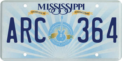 MS license plate ARC364