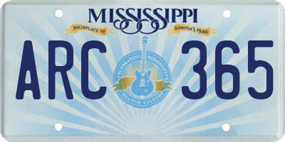 MS license plate ARC365