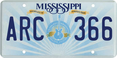 MS license plate ARC366