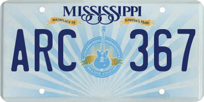 MS license plate ARC367