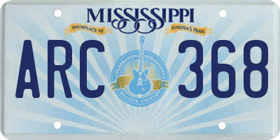 MS license plate ARC368
