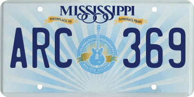 MS license plate ARC369