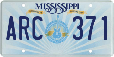 MS license plate ARC371