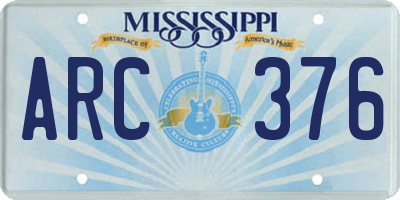 MS license plate ARC376
