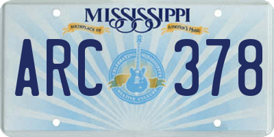 MS license plate ARC378