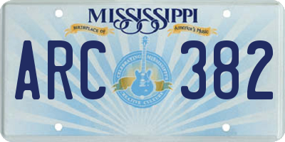 MS license plate ARC382