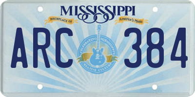 MS license plate ARC384