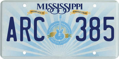 MS license plate ARC385
