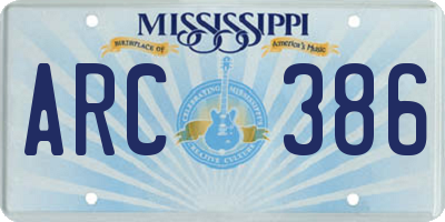 MS license plate ARC386