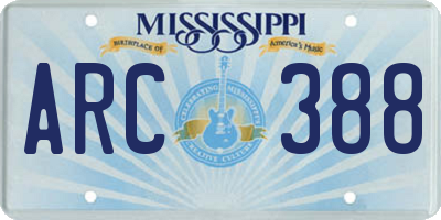 MS license plate ARC388