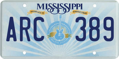 MS license plate ARC389
