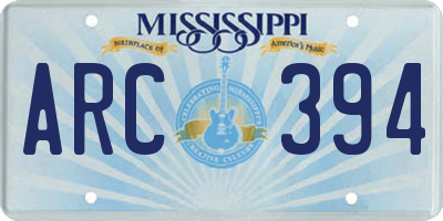 MS license plate ARC394