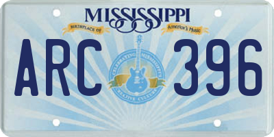 MS license plate ARC396