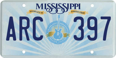 MS license plate ARC397