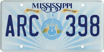 MS license plate ARC398