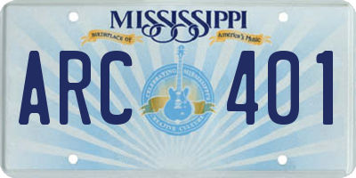 MS license plate ARC401