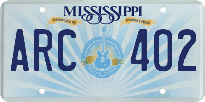 MS license plate ARC402