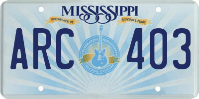 MS license plate ARC403