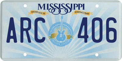 MS license plate ARC406