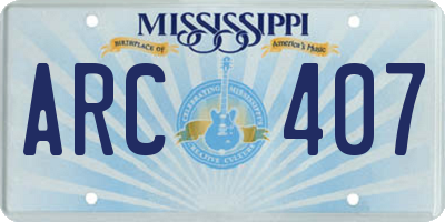 MS license plate ARC407