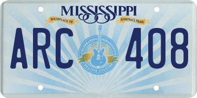 MS license plate ARC408