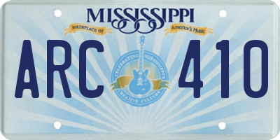 MS license plate ARC410