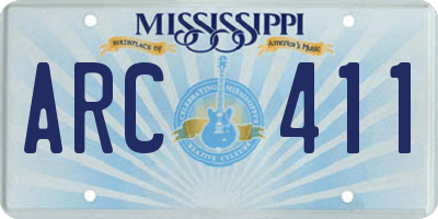 MS license plate ARC411