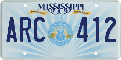 MS license plate ARC412