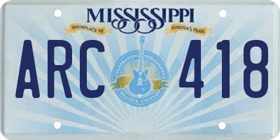 MS license plate ARC418