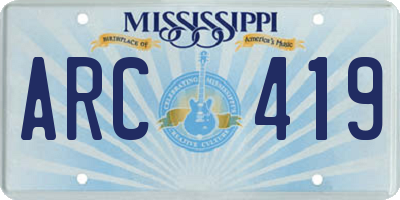 MS license plate ARC419