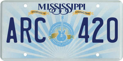 MS license plate ARC420