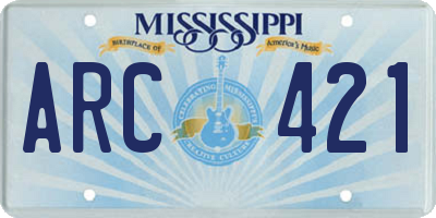 MS license plate ARC421